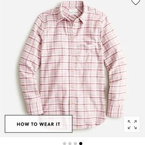 J.Crew NWT classic fit shirt in blush flannel plaid, size 8